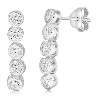 Cubic Zirconia Round Drop Earrings in Sterling Silver