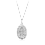 Sterling Silver Rhodium Plated Large Holy Mary Pendant