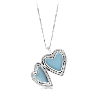 20mm Heart and Cross Locket Pendant in Sterling Silver