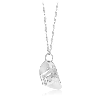 Sterling Silver Rhodium Plated Cowboy Hat Pendant