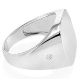 Sterling Silver Rhodium Plated Cubic Zirconia Square Signet Ring