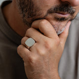 Sterling Silver Rhodium Plated Cubic Zirconia Square Signet Ring