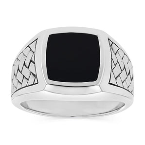 Sterling Silver Square Onyx Signet Ring