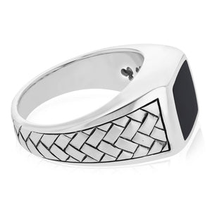Sterling Silver Square Onyx Signet Ring