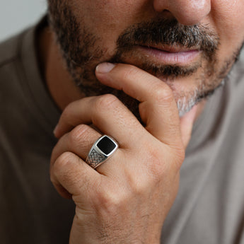 Sterling Silver Square Onyx Signet Ring