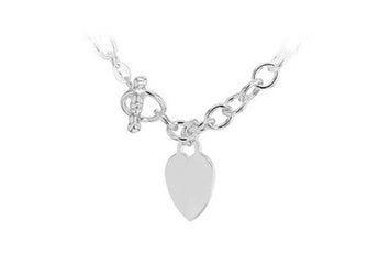 Engravable Heart Pendant on 40cm Belcher Chain in Sterling Silver