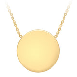Engravable Disc Pendant on 43cm Chain in Gold Plated Sterling Silver