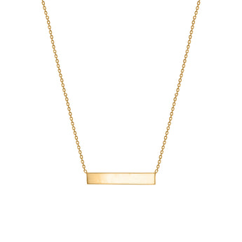 Engravable Horizontal Bar on 43cm Chain in Gold Plated Sterling Silver