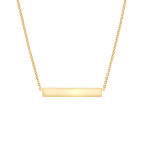 Engravable Horizontal Bar on 43cm Chain in Gold Plated Sterling Silver