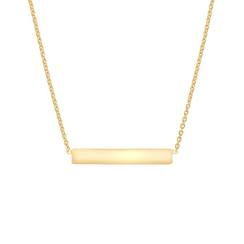 Engravable Horizontal Bar on 43cm Chain in Gold Plated Sterling Silver