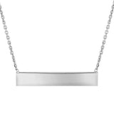 Engravable Horizontal Bar on 45cm Chain in Sterling Silver Rhodium