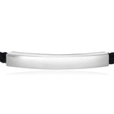 Engravable Rhodium ID Black Adjustable Chord Bracelet in Sterling Silver