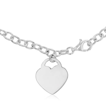 Engravable Heart Belcher 19cm Bracelet in Sterling Silver