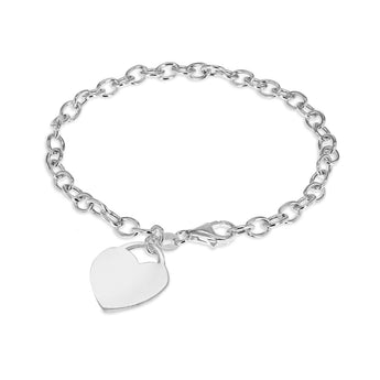 Engravable Heart Belcher 19cm Bracelet in Sterling Silver