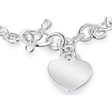 Engravable Heart Oval Belcher 19cm Bracelet in Sterling Silver