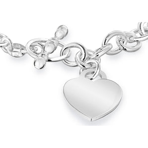 Engravable Heart Oval Belcher 19cm Bracelet in Sterling Silver