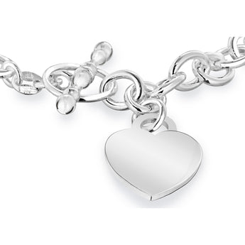 Engravable Heart Oval Belcher 19cm Bracelet in Sterling Silver
