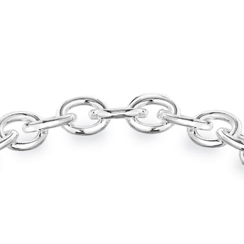 Engravable Heart Oval Belcher 19cm Bracelet in Sterling Silver