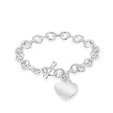 Engravable Heart Oval Belcher 19cm Bracelet in Sterling Silver