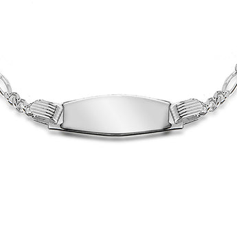 Engravable Baby ID Figaro 15cm Bracelet in Sterling Silver