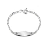 Engravable Baby ID Figaro 15cm Bracelet in Sterling Silver
