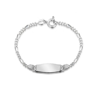 Engravable Baby ID Figaro 15cm Bracelet in Sterling Silver
