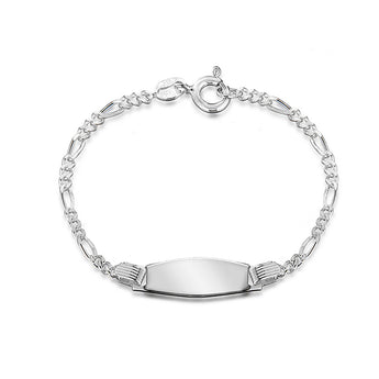 Engravable Baby ID Figaro 15cm Bracelet in Sterling Silver