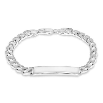 Engravable Square ID Square Curb 20cm Bracelet in Sterling Silver