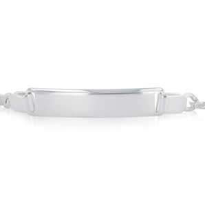 Engravable ID Flat Curb 17cm Bracelet in Sterling Silver