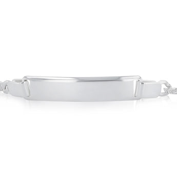 Engravable ID Flat Curb 17cm Bracelet in Sterling Silver