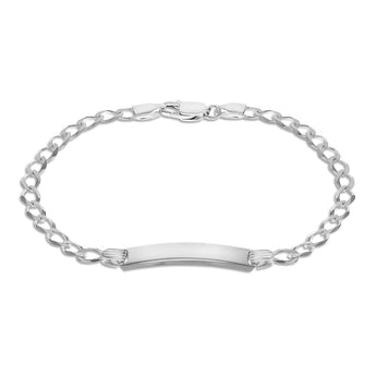 Engravable ID Flat Curb 17cm Bracelet in Sterling Silver