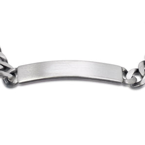 Engravable ID Oxidised Curb 21cm Bracelet in Sterling Silver