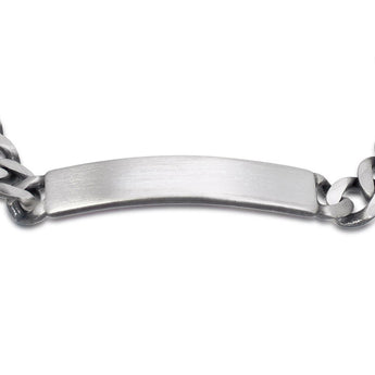 Engravable ID Oxidised Curb 21cm Bracelet in Sterling Silver