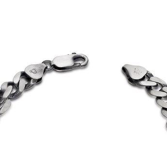 Engravable ID Oxidised Curb 21cm Bracelet in Sterling Silver