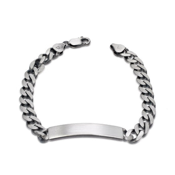 Engravable ID Oxidised Curb 21cm Bracelet in Sterling Silver