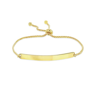 Engravable ID Polished Bolo Bracelet in Gold Plated Sterling Silver