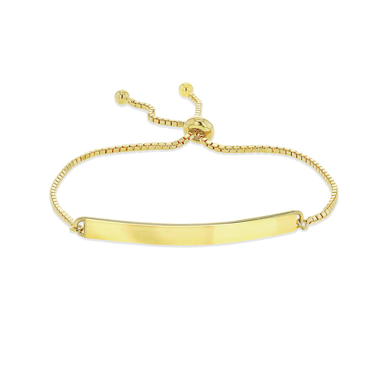 Engravable ID Polished Bolo Bracelet in Gold Plated Sterling Silver