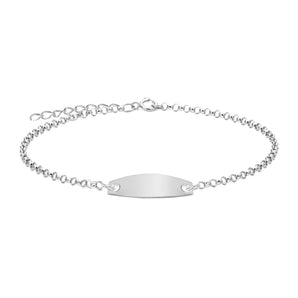 Engravable ID Adjustable 17cm Belcher Bracelet in Sterling Silver