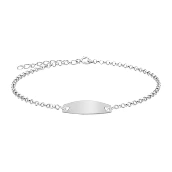 Engravable ID Adjustable 17cm Belcher Bracelet in Sterling Silver