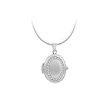 Engravable Cubic Zirconia Oval Locket Pendant in Sterling Silver