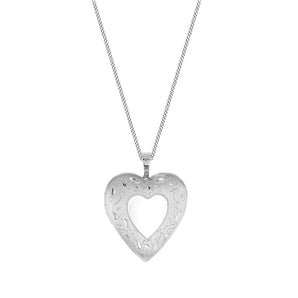 Engravable 20mm Heart Floral Locket Pendant in Sterling Silver