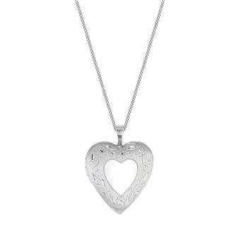Engravable 20mm Heart Floral Locket Pendant in Sterling Silver