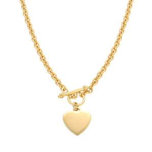 Engravable Heart Pendant on 48cm Belcher Chain in Gold Plated Sterling Silver