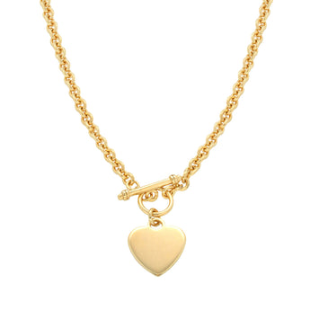 Engravable Heart Pendant on 48cm Belcher Chain in Gold Plated Sterling Silver