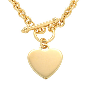 Engravable Heart Pendant on 48cm Belcher Chain in Gold Plated Sterling Silver