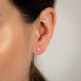 Sterling Silver Gold Plated Cubic Zirconia 4mm Stud Earrings