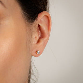 Sterling Silver Gold Plated Cubic Zirconia 5mm Stud Earrings