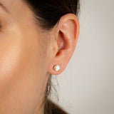 Sterling Silver Gold Plated Cubic Zirconia 6mm Stud Earrings