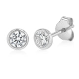 Sterling Silver Cubic Zirconia Bezel Set 4mm Stud Earrings