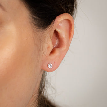 Sterling Silver Cubic Zirconia Bezel Set 4mm Stud Earrings